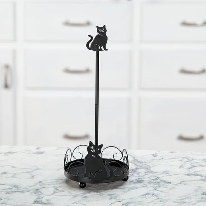 14" 5 3/4" Cat Design Metal Paper Towel Holder, Metal Base for Added Support, Kitchen Storage and Organization Measures