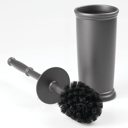 mDesign Toilet Bowl Brush and Holder - Covered Bathroom Scrubber in Modern Holder - Space Saving Deep Cleaning Brush -