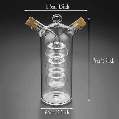 2 1 Olive Oil and Vinegar Dispenser Cruet Bottles, in Transparent Dual Glass for Kitchen Cooking Container