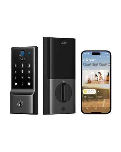 eufy Security Smart Lock C34, Keyless Entry Door Lock with Apple Home Ecosystem, Built-in Wi-Fi Deadbolt for Front Door or Back, Supports Matter, Alexa, Google Home, SmartThings