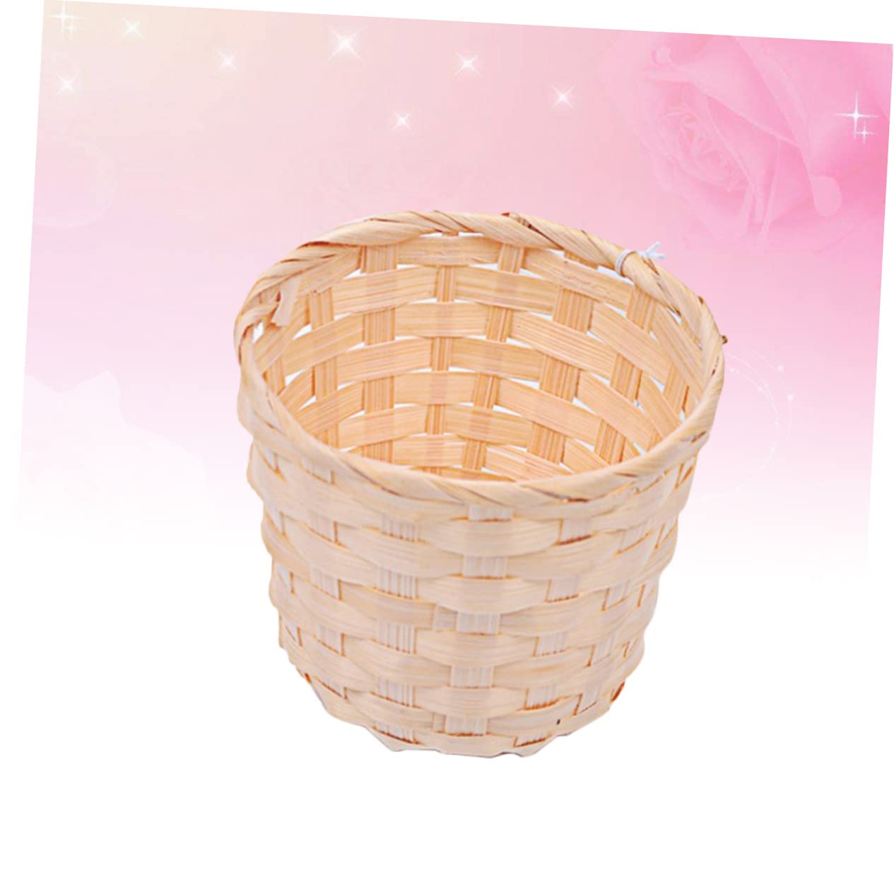 SAFIGLE Bamboo Desk Paper Wastebasket Straw Basket Weaving Organizer, Small Finishing Basket