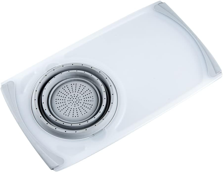 Restaurantware RW Base Cutting Board Strainer, 19.7"x11.2" with Non-Slip Rubber Feet, Gray