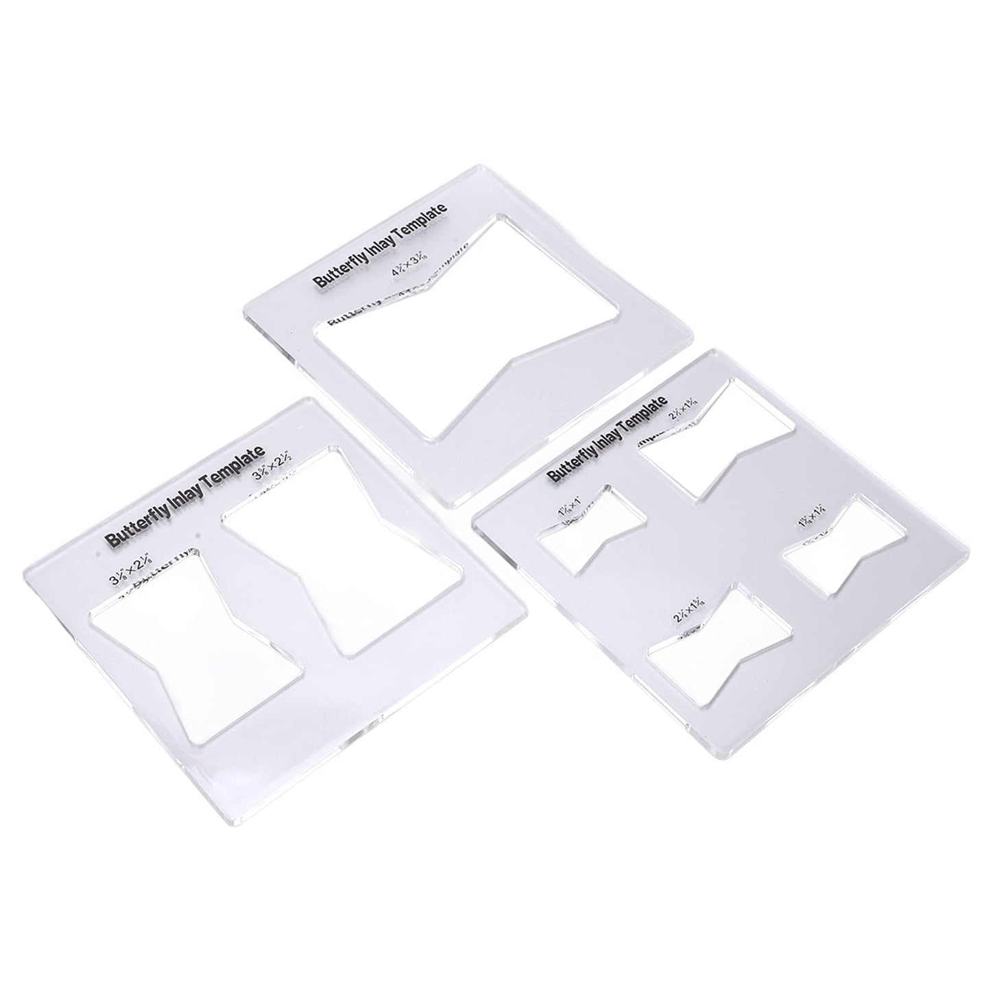 3Pcs Different Butterfly Inlay Template Kit,Dimension Reference Figure 2, Acrylic Bowtie Router Jig Templates for Woodworking, Furniture Repair & Reinforcement with Transparent Scale Markers