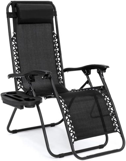 EZONE (1-Chair) (1, Zero Gravity Lounge Chair Outdoor Adjustable Reclining Patio Chair Steel Mesh Folding Recliner