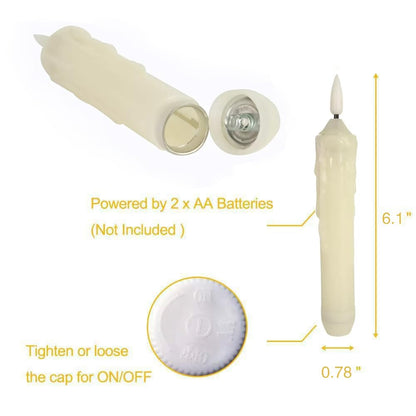 Mxqdhx 12 Flameless Taper Candles LED Taper Candles Flickering Bulk Ivory LED Candlestick for Halloween Christmas Wedding Church Easter Party Decor Table Centerpiece, Warm Yellow 6.1 in, No Batteries
