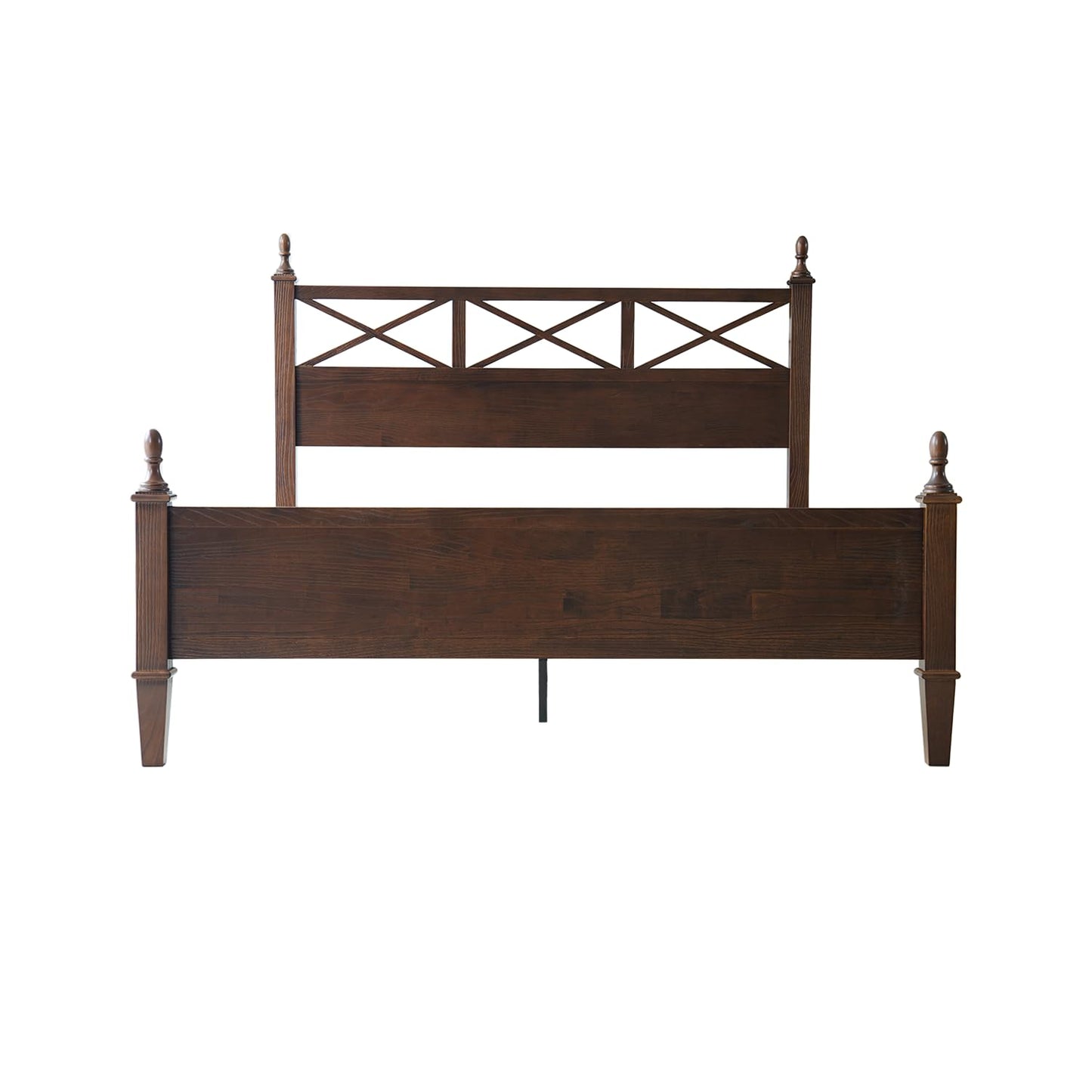 King Size Solid Wood Platform Bed Frame with Headboard & Footboard, 12 Durable Slatted Base with Metal Legs, Easy Assembly, Slip-Free & Anti-Noise, No Box Spring Needed, Dark Roast Oak Finish RIK-32
