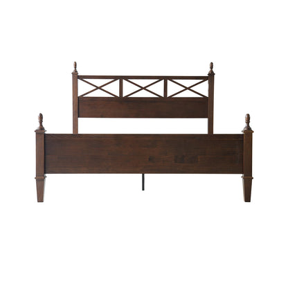 King Size Solid Wood Platform Bed Frame with Headboard & Footboard, 12 Durable Slatted Base with Metal Legs, Easy Assembly, Slip-Free & Anti-Noise, No Box Spring Needed, Dark Roast Oak Finish RIK-32