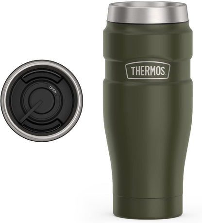 THERMOS Stainless King Vacuum-Insulated Tumbler - 16oz Army Green | Leak-Proof Coffee Cup for Hot & Cold Drinks