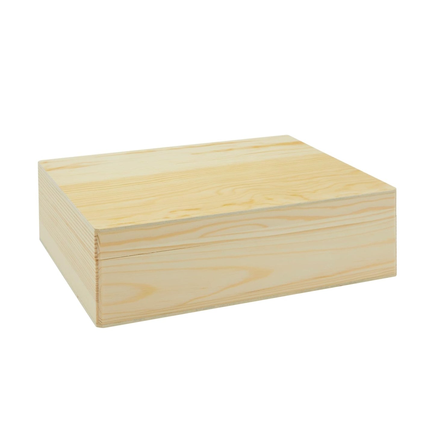 Bright Creations Unfinished Wooden Storage Box - 9 x 12 x 3.3 In, Paulownia Wood, Hinged Lid - Jewelry Box & Craft Storage - Paintable Chest for DIY Projects