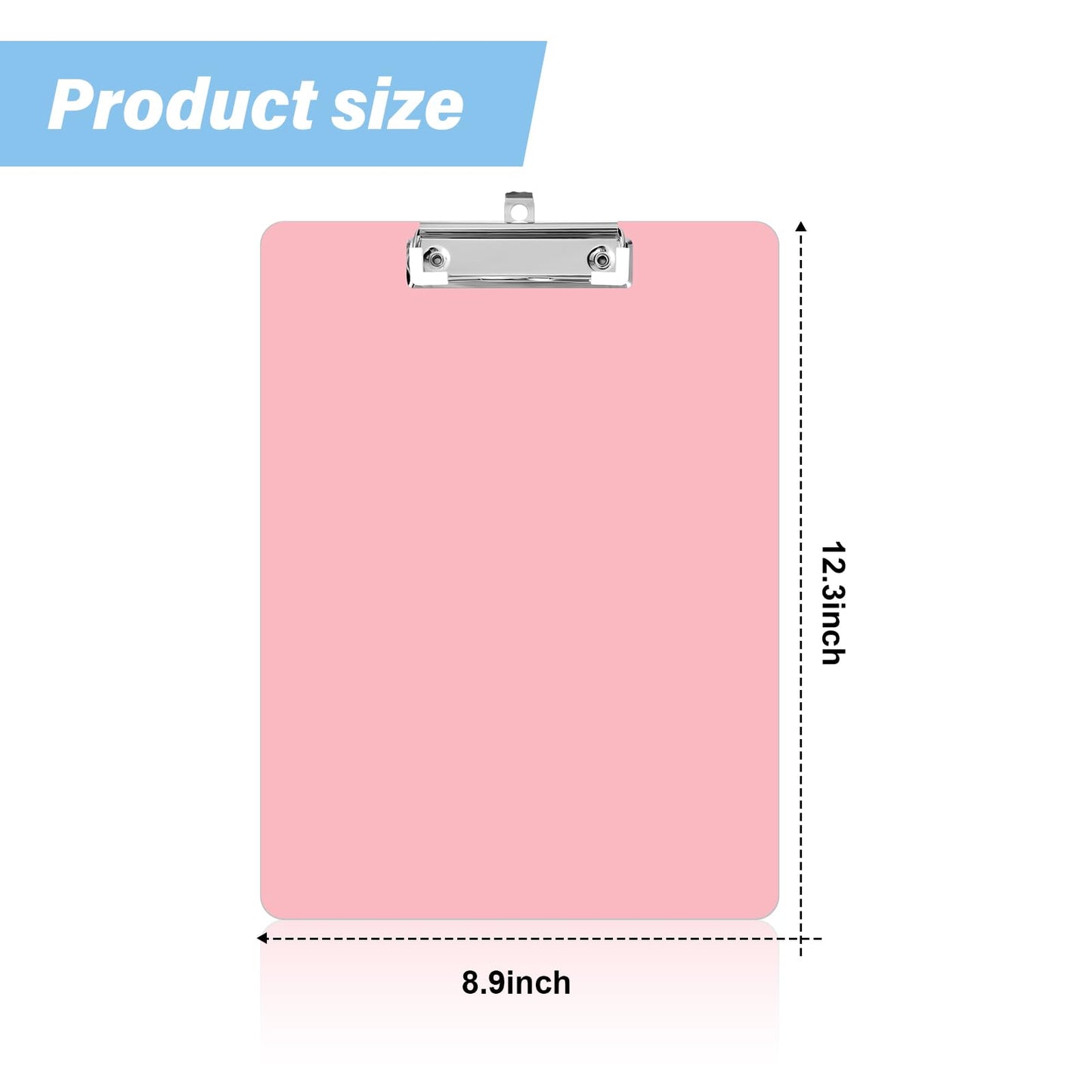 Geyoga 6 Pcs Plastic Clipboards with Low Profile Metal Clip, 12.3 x 8.9 Inch Hangable Low Profile Clipboard Standard A4 Letter Size for Nurse Office Clerk School Students Restaurant(Light Color)