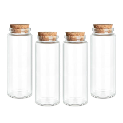 4-Pack 5.07 oz (150ml) Glass Bottles with Cork Stoppers – for Spell Bottles, Spice Jars, DIY Party Favors, Travel Memories & Plant Propagation – Empty Recyclable Containers for Crafts, Kitchen, Decor