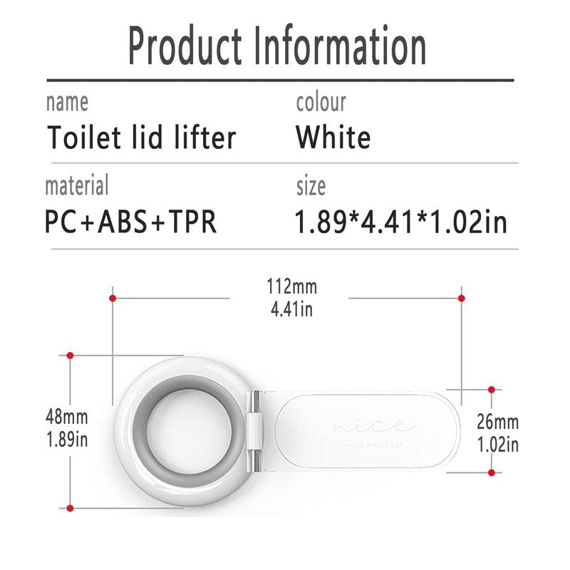 Wsaduop Toilet Lid Lifter, Toilet Seat Lifter Toilet Seat Handle Lifter Toilet Cover Lifter,Avoid Touching Toilet Cover Handle,2 PCS White.