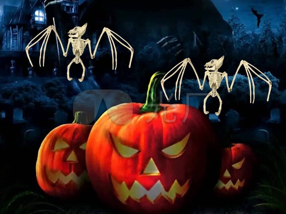 Aweilan Halloween Animal Skeleton,Horrible Bat Skeleton Simulation Bat Model Vivid Bat Bone for Yard Garden Lawn Patio Halloween Party Favors Decor, 2pcs