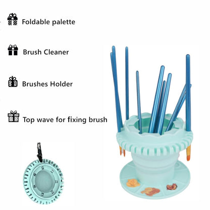 Painter's Foldable palette Paint Brush Cleaner Rinse Cup Brushes Holder (All-in-One) with Storage bag, Silicone safe and easy to clean, easy to store for Acrylics, Oils and Water-Based Paints (Pink)