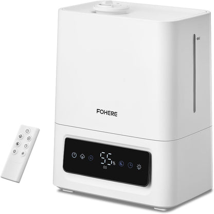 6L 60H 28dB 16H FOHERE Humidifiers for Bedroom, Cool Mist Humidifier for Large Room, Ultra-Quiet Runtime for Baby