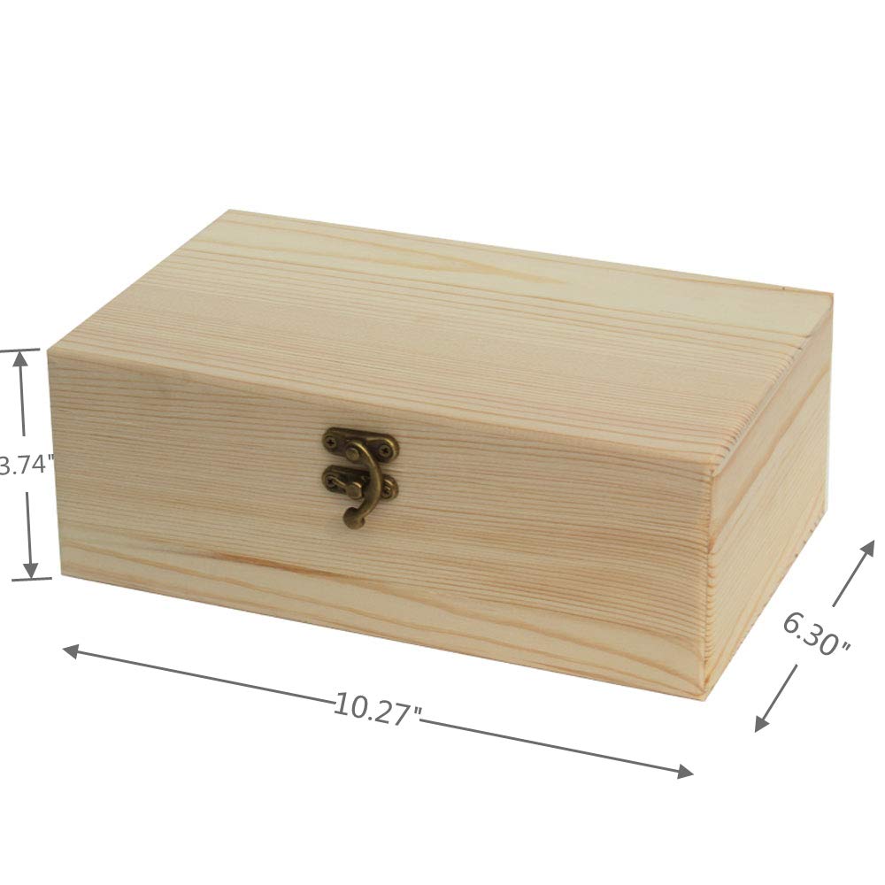 Zhou Pine Wood Storage Box - Natural DIY Accessories Set with Hinged Lid and Front Buckle, Perfect for Art Lovers and Family Collections