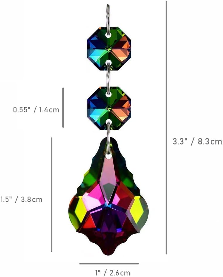 20pcs 38mm Chandelier Crystals Maple Leaf Prism Pendant Parts Connected Glass Octagon Beads Chain for Chandelier