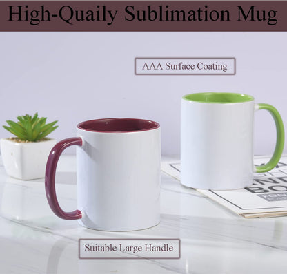 ABBSH Ceramic Sublimation Mugs, 11oz, 12Pack, Assorted Colors, Microwave Safe, Dishwasher Safe