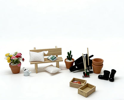 blminiatures 20 Pcs 1:12 Scale Miniature Fairy Garden Planting Set with Mini House Building Accessories, Miniature Plants for Dollhouse Craft,Miniature Decor Gifts for Adult Hobby Lovers