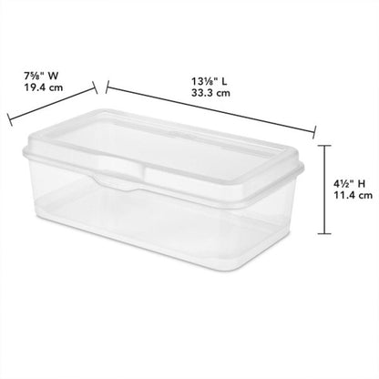 Sterilite 6-Pack Rectangular Large FlipTop, Clear Plastic Storage Box with Hinged Lid - Stackable Multipurpose Organizer for Art and Craft Supplies, Accessories, Photos & CDs, Home or Office Use