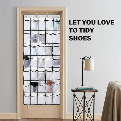 Teikou 24 Over the Door Shoe Organizer, Large Breathable Mesh Pockets, Hanging Storage Holder, Hanging Shoe