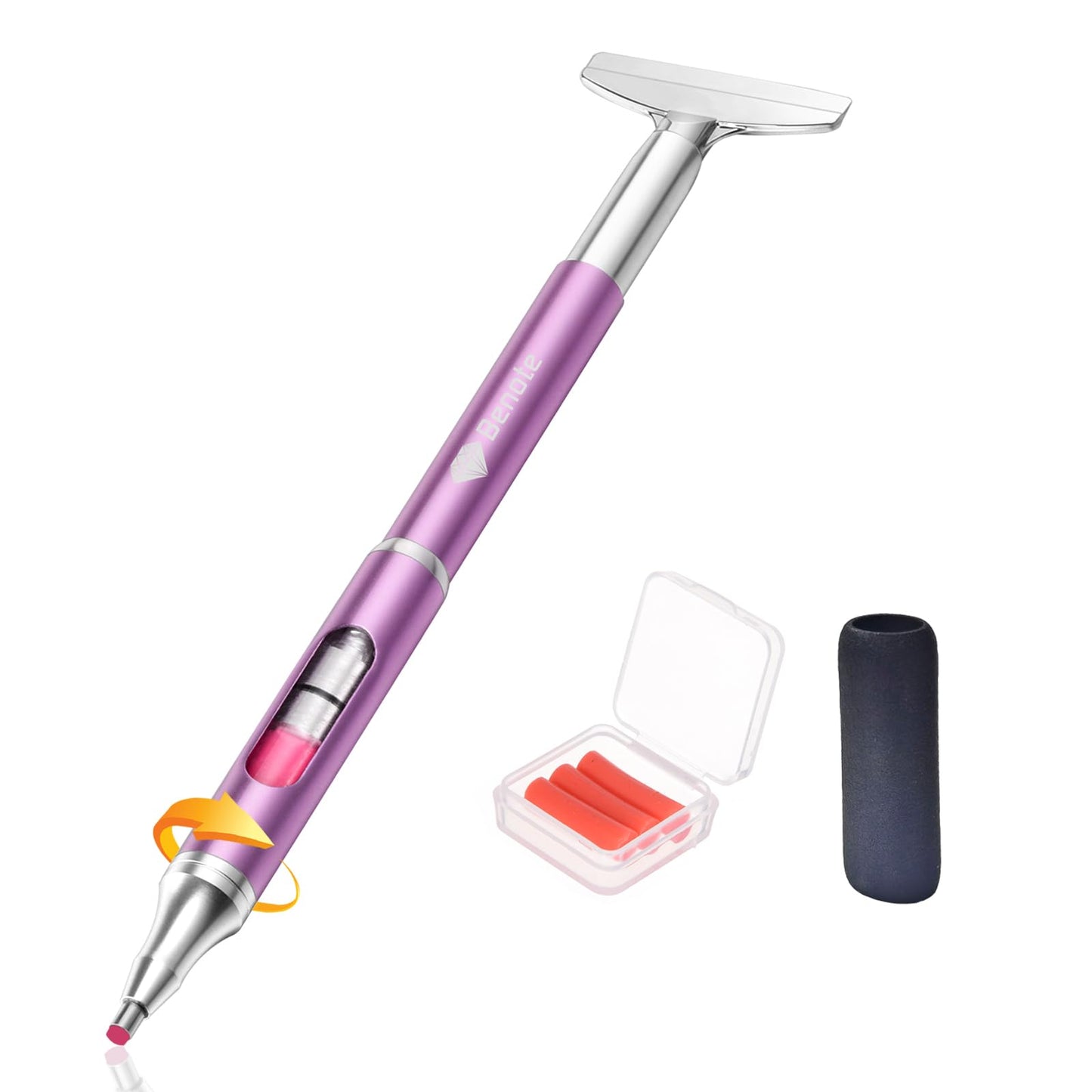 benote Diamond Art Painting Pen Refillable Wax Pen for Diamond Art Kit Accessories, Self-Stick Drill Pens with Metal Correction Plate for 5D Craft DIY Nail - B18