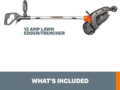 WORX WG896 12 Amp Electric Lawn Edger & Trencher, 7.5 Inch, Orange and Black