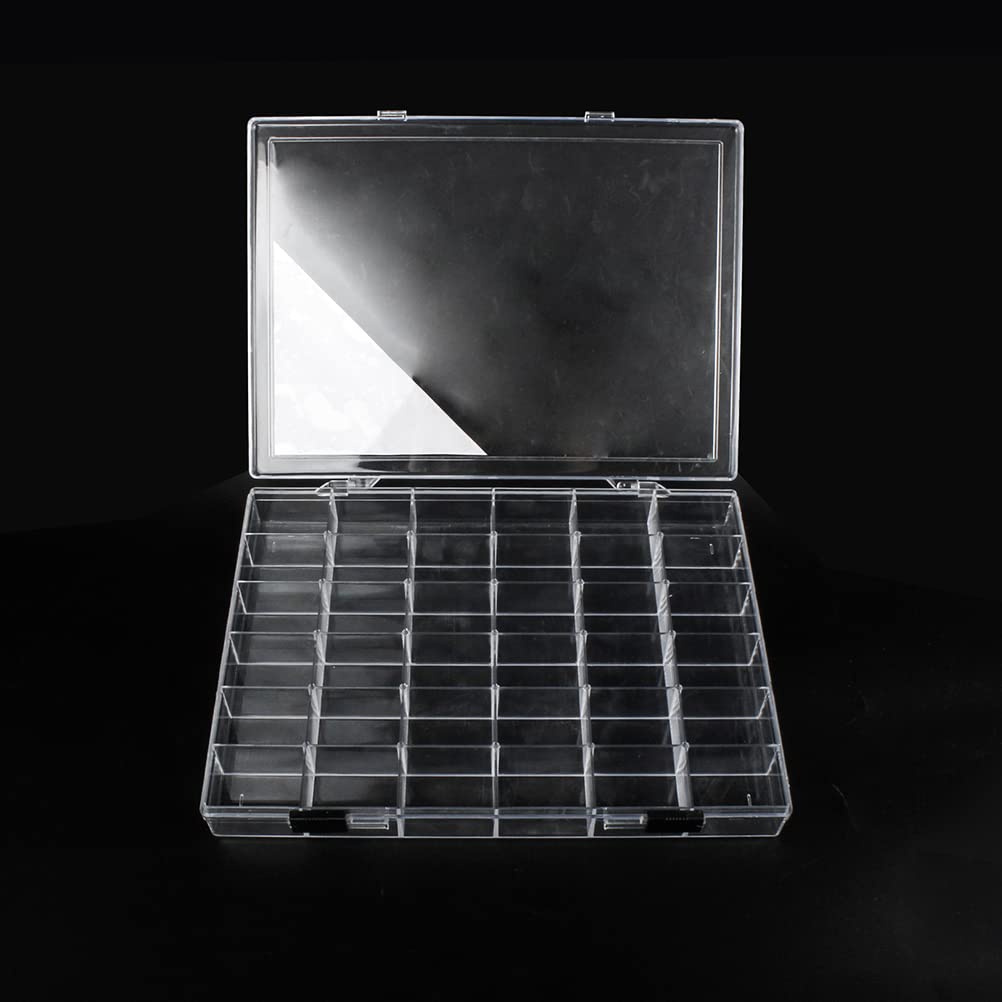 Chemlliy 36 Grids Clear Plastic Organizer Box, Craft Storage Container for Beads Organizer, Art DIY, Crafts Jewelry Storage, Fishing Tackles, Rock Collection, 2 Pack