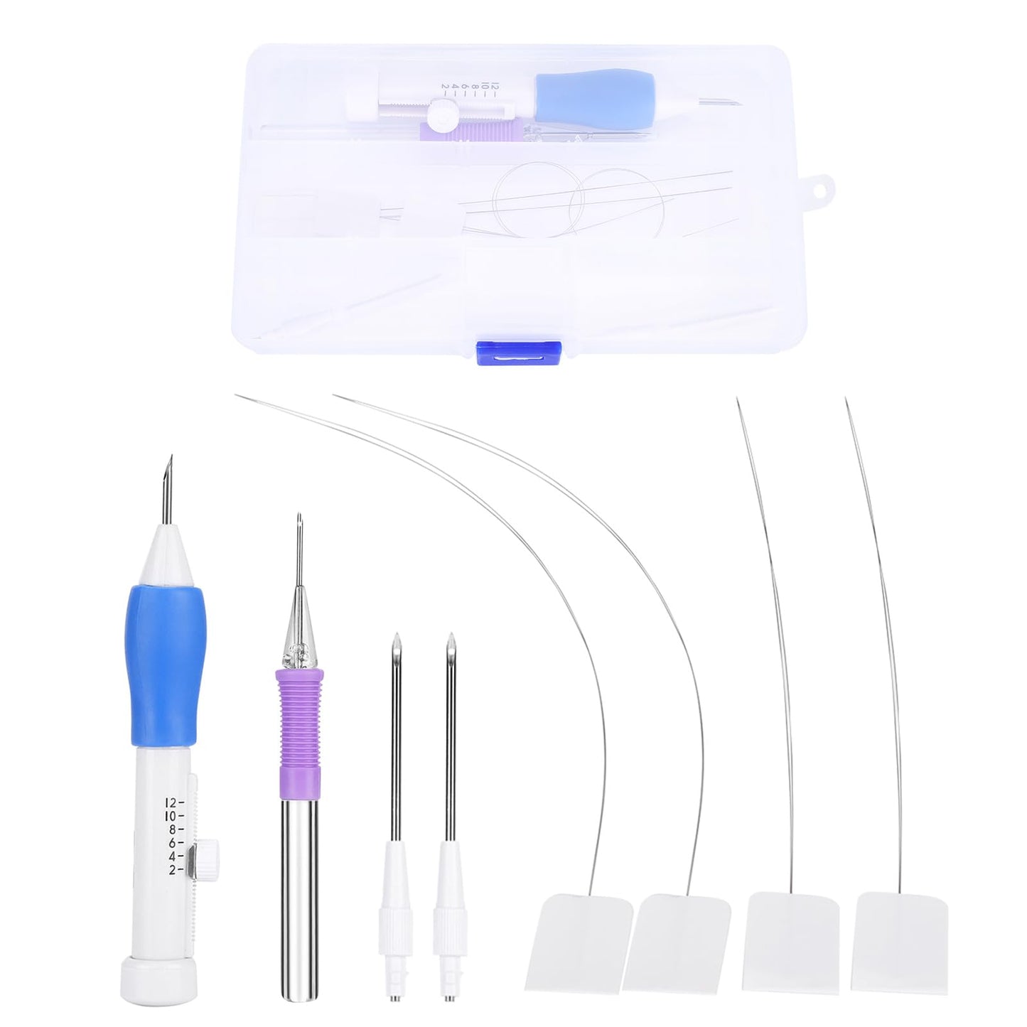 Punch Needle Kit, Embroidery Floss Cross Stitching Punch Pen Craft Tool Set Handheld DIY Handmaking Sewing Threading Device with Portable Storage Case for Beginner and Starter
