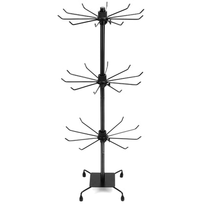 QWORK 3-Tier Rotating Metal Jewelry Display Stand – Adjustable Tabletop Holder for Necklaces, Earrings & Key Rings