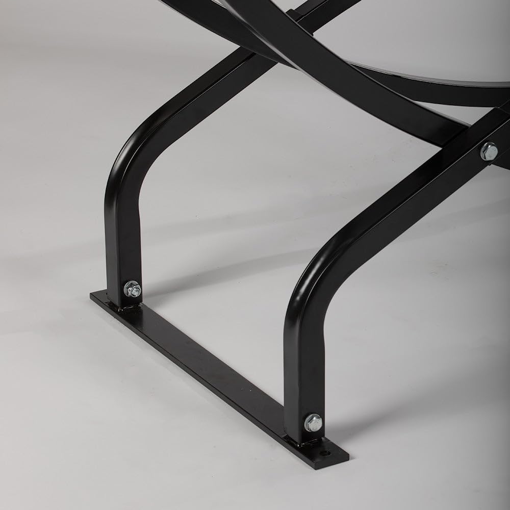Ash & Ember 8 ft Crescent Firewood Rack, Curved Two-Level Design, Square Steel Tubing, Durable Steel Tubing, Outdoor Lumber Storage Rack for Fire Wood, Black Finish, Easy to Assemble