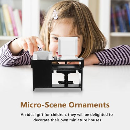 Garneck 1 Set Mini Office Desk Decor with Computer Model Miniature Office Furniture Dollhouse Accessories for Kids' Tiny House Craft