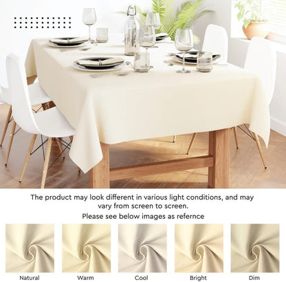 Encasa Table Cloth, 56x91 in Cotton Canvas Fabric, Sage Green Solid Color, Machine Washable Dining Tablecloth