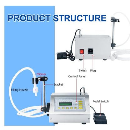 ZONEPACK Small GFK-160A 5-3500ml Digital Control Liquid Filling Machine Dosing Filler with Pedal for Juice Water