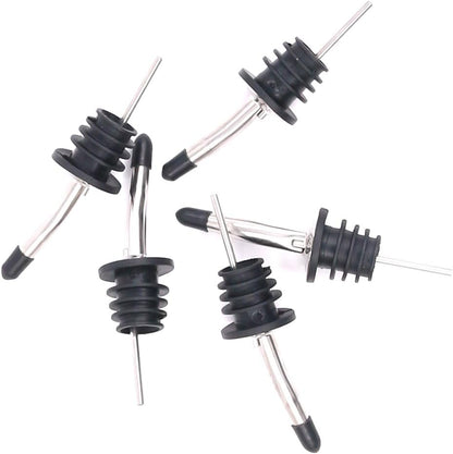 Swpeet 15 Pcs Stainless Steel Liquor Bottle Speed Pourers with Rubber Dust Caps for Pubs, Clubs, Restaurants, Bars