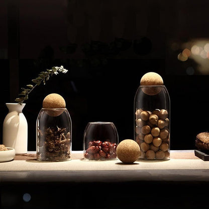 La Llareta Glass Food Storage Canister, 1200ml/42oz Storage Container with Ball Cork, Clear Glass Storage Jar, for Sugar, Coffee, Candies