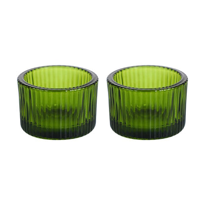 UUYYEO 2 Pcs Glass Tealight Candle Holder Clear Tea Light Candle Cups Votive Candles Holders Containers Floating Candles Holders Dining Table Candle Holder Wedding Table Centerpieces Green
