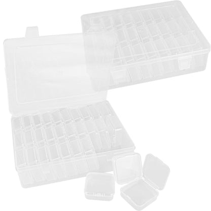 Qicfrk Bead Storage, 62 Pcs Mini Clear Diamond Painting Storage Boxe Plastic Bead Storage Containers with Hinged Lids Seed Bead Storage for Tiny Mill Hill Beads, Bracelet Making, Diamond, Small Parts
