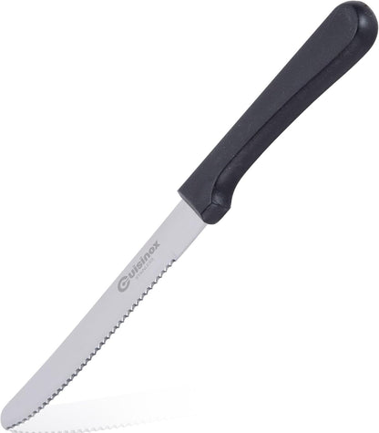 Cuisinox Set of 4 Steak Knives with Black Polypropylene Handle and Rounded Tip