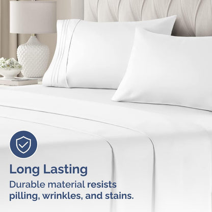 Queen Pillow Cases by LuxeHome | Ultra Soft Hotel Quality | Wrinkle-Free, Stain & Fade Resistant - 4 Piece Set in White
