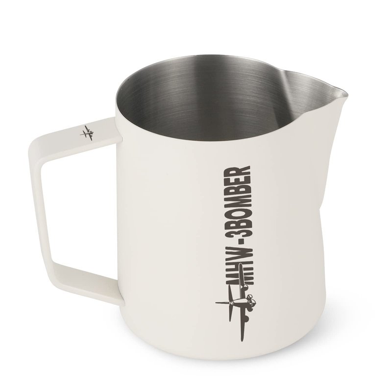 MHW-3BOMBER Latte Art Pitcher Stainless Steel Milk Frothing Pitcher Steamed Espresso Cup Barista Essentials (Cream White, 16.9oz/500ml) P5020W