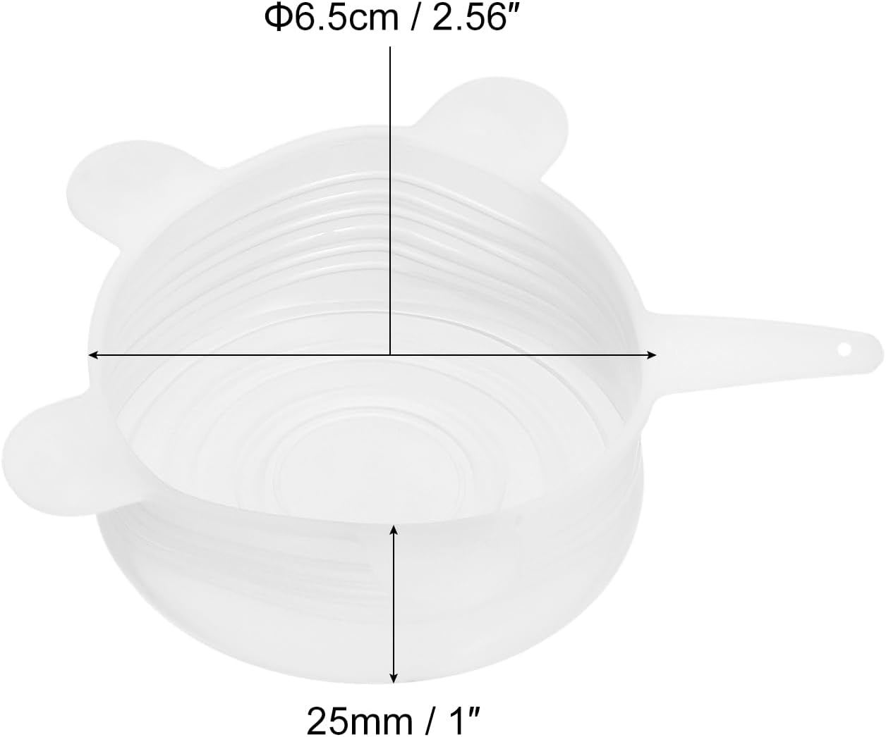 uxcell Silicone Stretch Lids, 3Pack 2.56" Round Container Lid, Reusable Silicone Covers for Cups, Bowls, Food, White