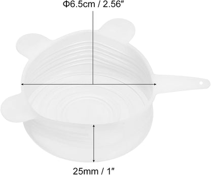 uxcell Silicone Stretch Lids, 3Pack 2.56" Round Container Lid, Reusable Silicone Covers for Cups, Bowls, Food, White