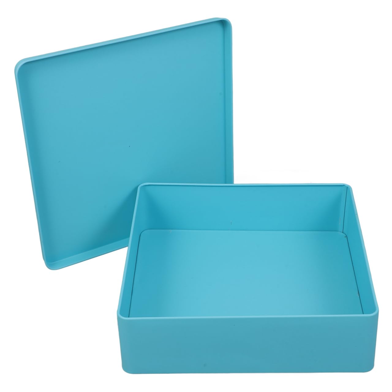 Ipetboom Large Square Tin Storage Box with Lid Extra Large Metal Container for Home Organization for Cookies Snacks and Packaging Sturdy Tinplate Blue