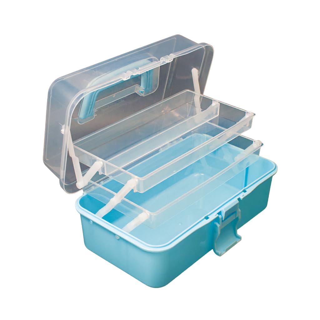 ANGELS CRAFT Clear Plastic Container 3 Layers Organizer Box - Ideal for Beads, Art Supplies, DIY Crafts, Jewelry and Small Items - 11 x 6.7 x 5”