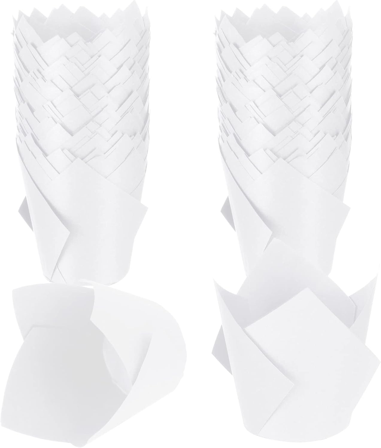 Jutom 200 Pack Tulip Cupcake Liners, Greaseproof Muffin Liners for Weddings and Parties, White