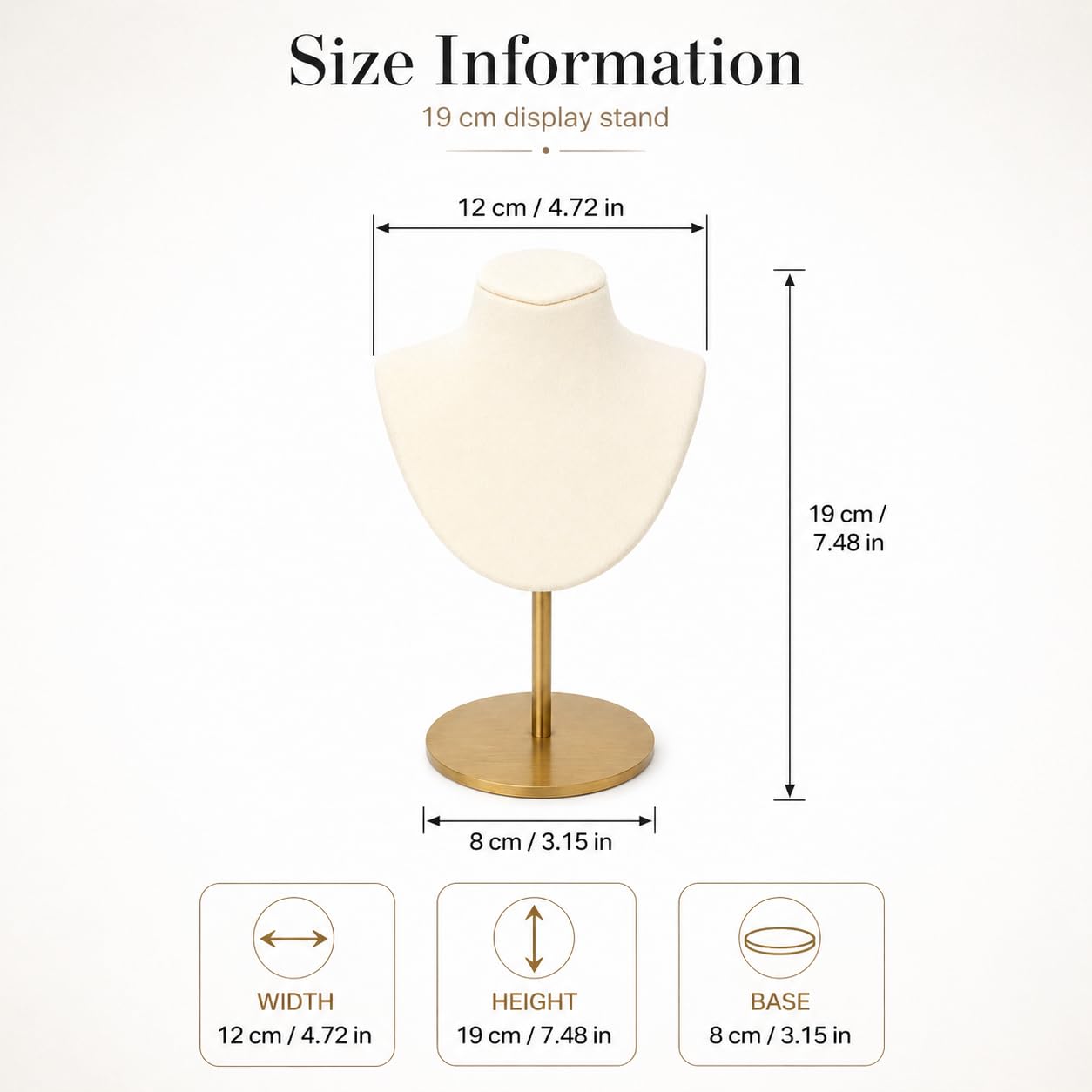 RQQM Necklace Display Stand For Selling Jewelry Display Stand with Stainless Steel Stand Necklace Holder Organizer Desktop Stand for Home Store Dresser-3.15''×4.72''×7.48''