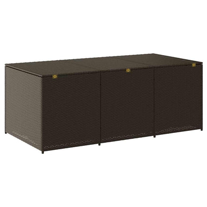 GKHPYURE Poly Rattan Patio Storage Box, 70.9x35.4x27.6 Inch Large Outdoor Storage Trunk with Gas Lift Lid, Powder-Coated Steel Frame, Hand-Woven for Cushions