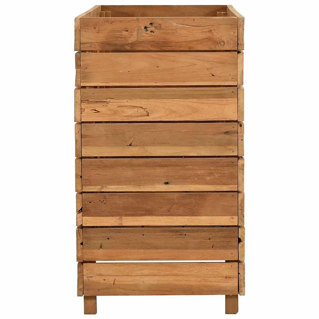 Favemtsl Large Adjustable Rustic Raised Garden Bed 39.4"x15.7"x28.3", Recycled Teak Wood Outdoor Planter Box with Steel Frame, Eco-Friendly Elevated Flower Bed for Patio Balcony Deck