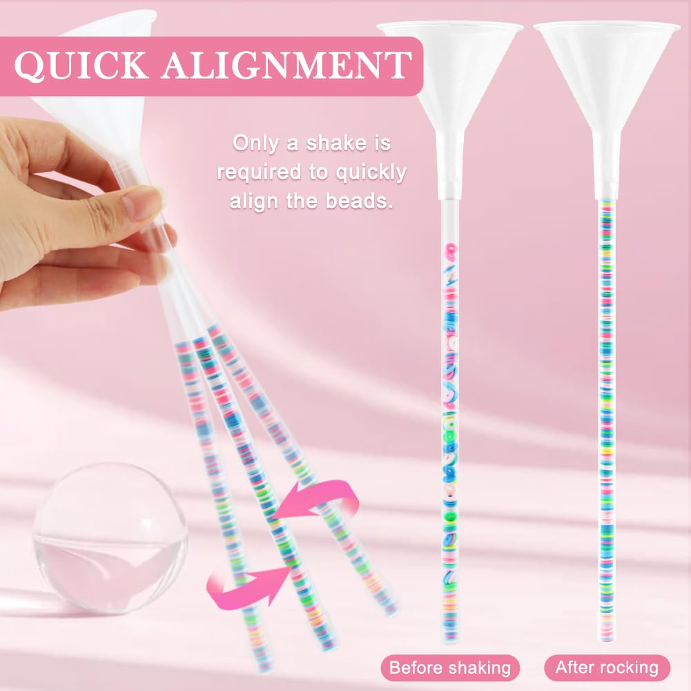 Kryslanix 4 Pack Beading Funnel Bracelet Making Kit with 1Roll Crystal Elastic String,Clay Beading Tools Kit for 0.24" Clay Beads,for Jewelry Making with Beading Funnel,Beading Needles,Clip